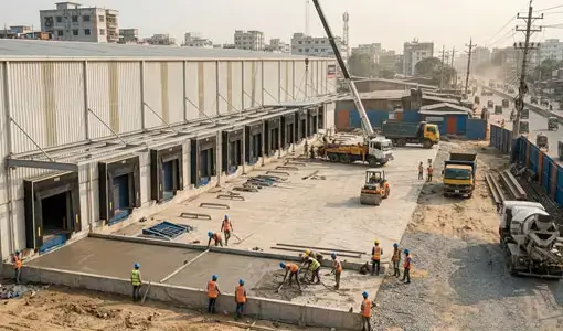 Loading dock construction for warehouse