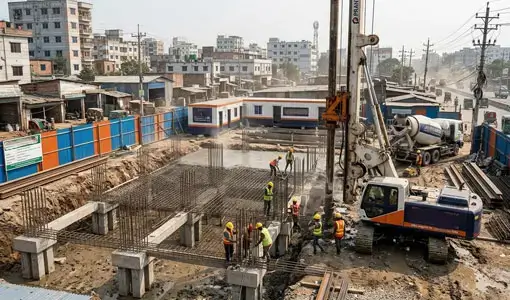 Warehouse foundation construction work